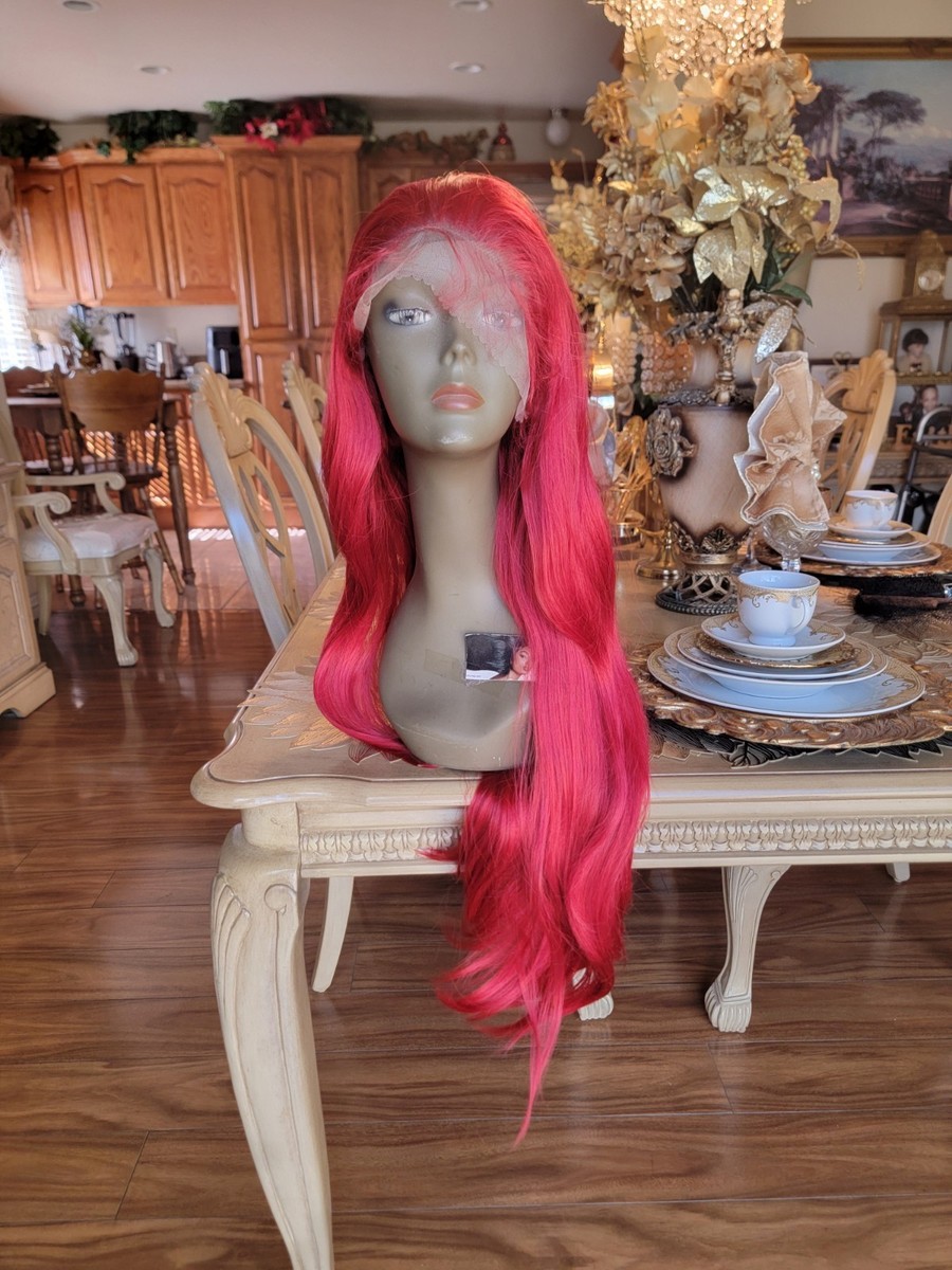 Red Beauty LaceFront Wig 22-26 inches!! Amazon.com : Cloudeer 26 Inch Red Human Hair Lace Front Wigs  main image 4