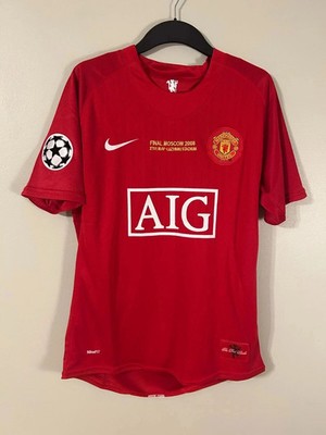 07-08 NIKE マンU AIG ホームユニフォーム 赤 L Manchester United Ronaldo #7 2007/08 Nike Home Jersey Football