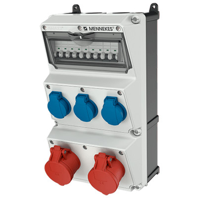 Wandverteiler AMAXX 930003 Stromverteiler 16A 3x230V IP44 CEE Schuko EAC Menneke