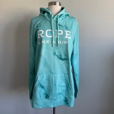 Hooey Rope Like A Girl Turquoise Marble Hoodie Sweatshirt HH1163TQ XL NWT