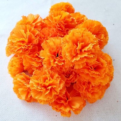 Flores de caléndula artificiales de seda para Diwali y festivales indios (DIY)