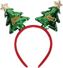 Christmas Tree Headband Sequins Hair Band Glitter Merry Christmas Hair Hoop Wome