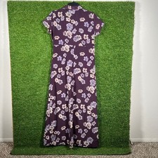 Jody California Purple Floral Maxi Dress Tie Waist Made in USA Womens Medium