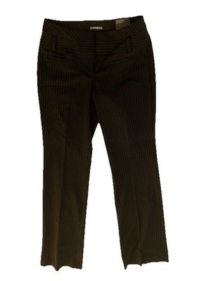 NWT Express Editor Wide Waistband Black Pin Stripe Pants Low Rise Flare Leg 0L