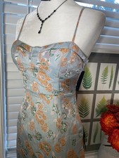 Lulus Jacquard Floral Sweetheart Sheath Midi Dress Strappy Sleeveless XS
