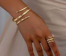 Gold Bracelet & Ring Set for Women – Boho Geometric Jewelry