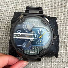 DIESEL MENS WATCH DZ7331 XL 57MM STAINLESS STEEL GREY STRAP & BLUE DIAL GENUINE