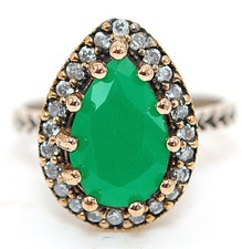 Ottoman Empire Style 4CT Treated Emerald 925 Sterling Silver Ring Sz 7 HB1-9