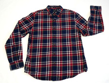 J. Crew Classic Plaid Flannel Button Front Shirt Red Blue Men's Size Large