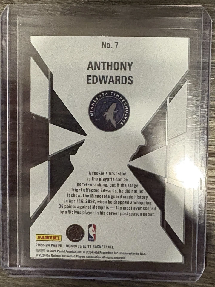 2023-24 Donruss Elite - Deck Anthony Edwards #7 - Image 2 of 2