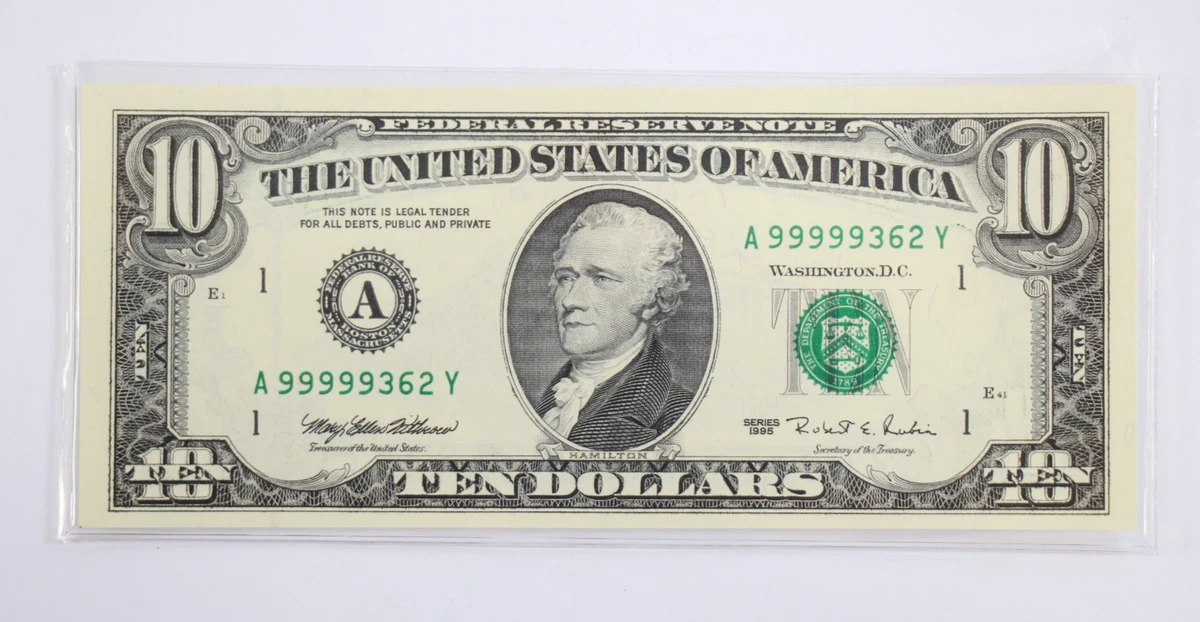 Uncertified $10 1995 US Federal Reserve Small Notes for sale | eBay