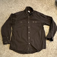 Wrangler Riggs Workwear Men's Brown Cotton Long Sleeve Button-Down Work Shirt L