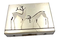 Compact Deer American MadeGold Tone MCM Retro Chic 50s 60s Christmas gift