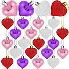 24 Piecs Valentine's Day Heart Baubles Ornaments Heart Shaped Decoration Baubles