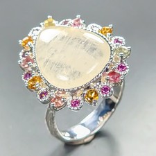 Handmade Natural Moonstone Ring 925 Sterling Silver Size 8.5 /R463370