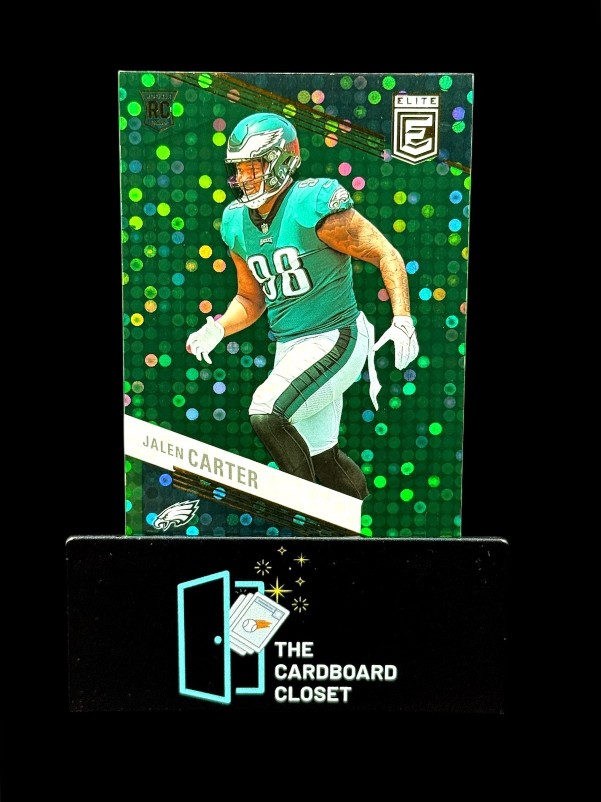 Jalen Carter 2023 Donruss Elite Green Disco Parallel RC Philadelphia Eagles