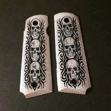 Custom 1911 Grips Bone Skull Full Size Govt Model .45 Acp Prw Handmade