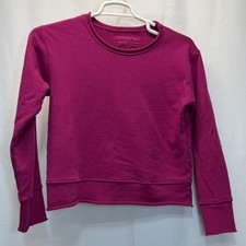 Frank  Eileen Crewneck Boyfriend Rollback Sweatshirt Small Fuchsia Magenta