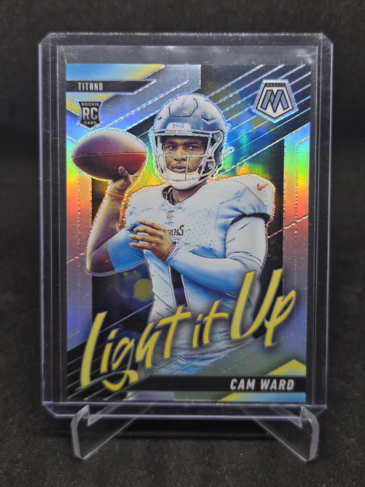 2025 Mosaic Cam Ward Rookie Light It Up Silver Prizm #2 (RC) Titans