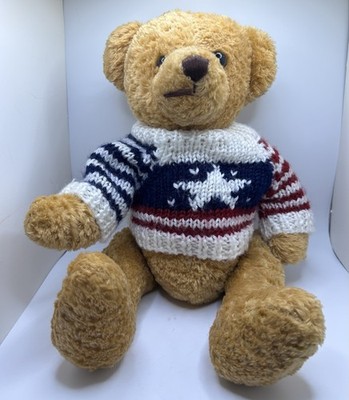 Patriotic American Star & Stripes Sweater Teddy Bear Plush Stuffed Animal