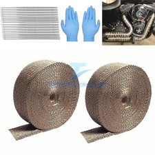 2roll X 2 50ft Titanium Lava Header Manifold Exhaust Heat Wrap Tape Tiesgloves
