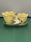 vintage McCoy Pottery double tulip planter With Bird