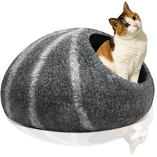 Felted Wool Cat Cave Merino Wool Cat Bed for Indoor Round Cave Cats House mat...