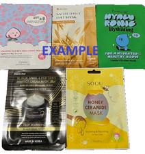 Lot of 5 Korean Face Sheet Masks - Random Variety HYDRATING Masks for DRY SKIN