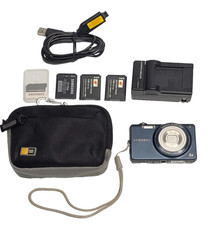 Samsung ST65 14.2MP Digital Camera Blue Bundle Case 3 Batteries Charger Cable