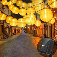 Solar Lampions Lichterkette AußEn 20 LED 4M IP65 Wasserdicht 8 Modi Warmweiß
