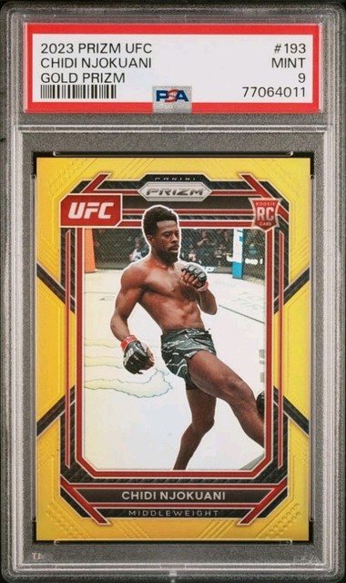 2023 Panini Prizm UFC Chidi Njokuani Rookie RC /10 Gold Prizm #193 PSA 9