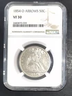 1854-O 50C Seated Liberty Silver Half Dollar *Arrows* Very Fine  NGC VF 30