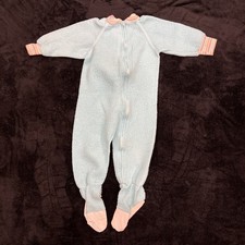 Vtg 80s Gerber Onesie Footie Pajamas Kids 3T Polyester Fleece Zip Up One Pc