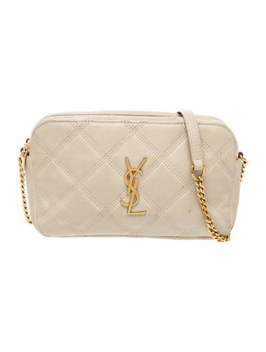 Saint Laurent Grained Lambskin Quilted Mini Becky Double Zip Bag