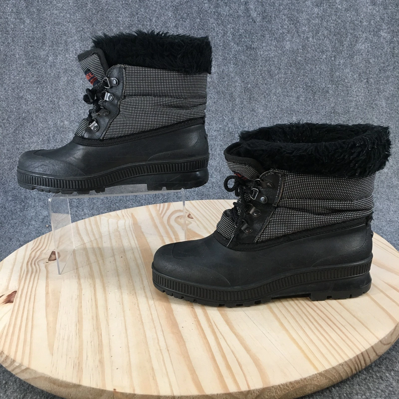 Sorel Kaufman Boots Womens 8 Faux Fur Trim Insulated Winter Snow Boot Black