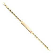 Gold 14K Tri Color Gold Valentino Diamond Cut ID Bracelet - 8"