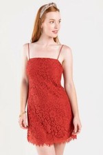 Row A Womens Size XL Rust Emilia Lace Mini Sleeveless Cocktail Party Dress