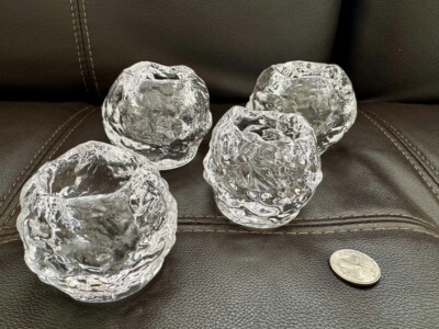 KOSTA BODA] Vintage Set of 4 Swedish Glass Snowball Votive Holders