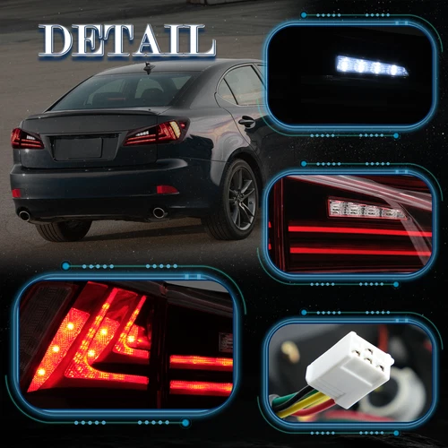 VLAND Clear LED Headlights + Red Tail Lights For Lexus IS250 350 ISF 2006-2013 - Picture 14 of 15