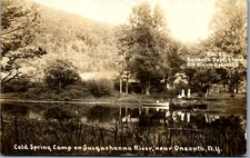 Cold Spring Camp, Susquehanna River, Oneonta, New York RPPC (1910s)