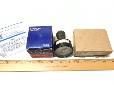 Schrader Bellows Dial Pressure Gauge & 2 Other USA Pressure Gauges with Boxes
