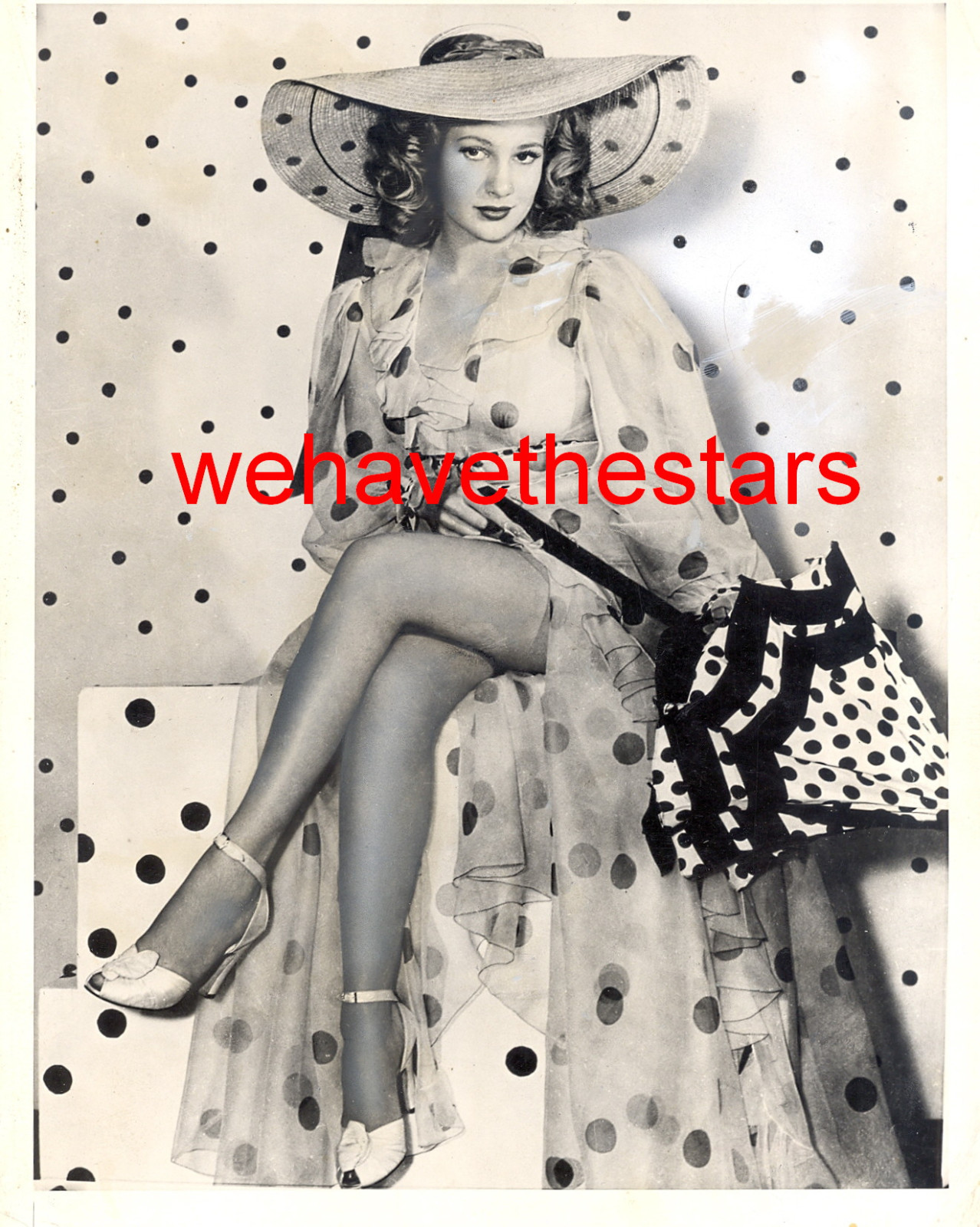 Vintage Chili Williams SEXY LEGS POLKA DOT 40s PRESS Publicity Portrait
