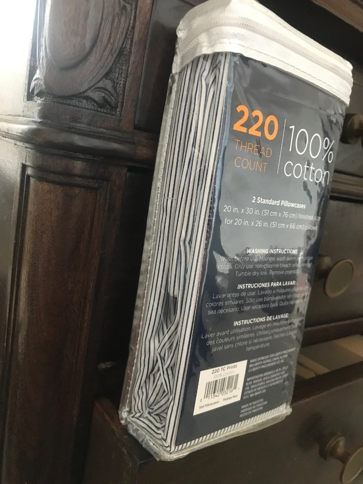 FUNDAS DE ALMOHADA 220 HILOS CAMA BAÑO MÁS ALLÁ 100% ALGODÓN PERCAL (2) RAYAS Foto 2 de 3