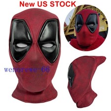 IN US Deadpool 3 Mens Red Mask Wade Wilson Cosplay Prop Mask Headgear Handmade