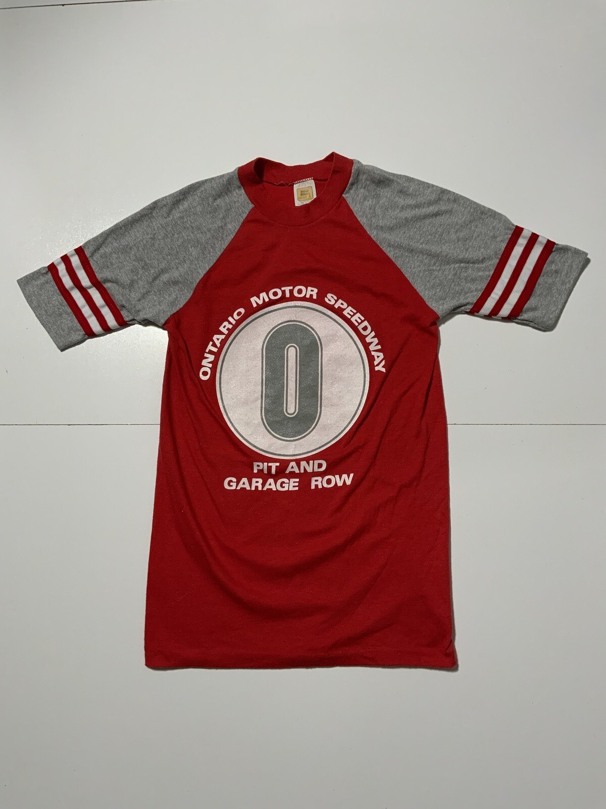 FILA T shirt vintage anni '70 Velva Sheen Ontario Motor Speedway Pit & Garage Row taglia S