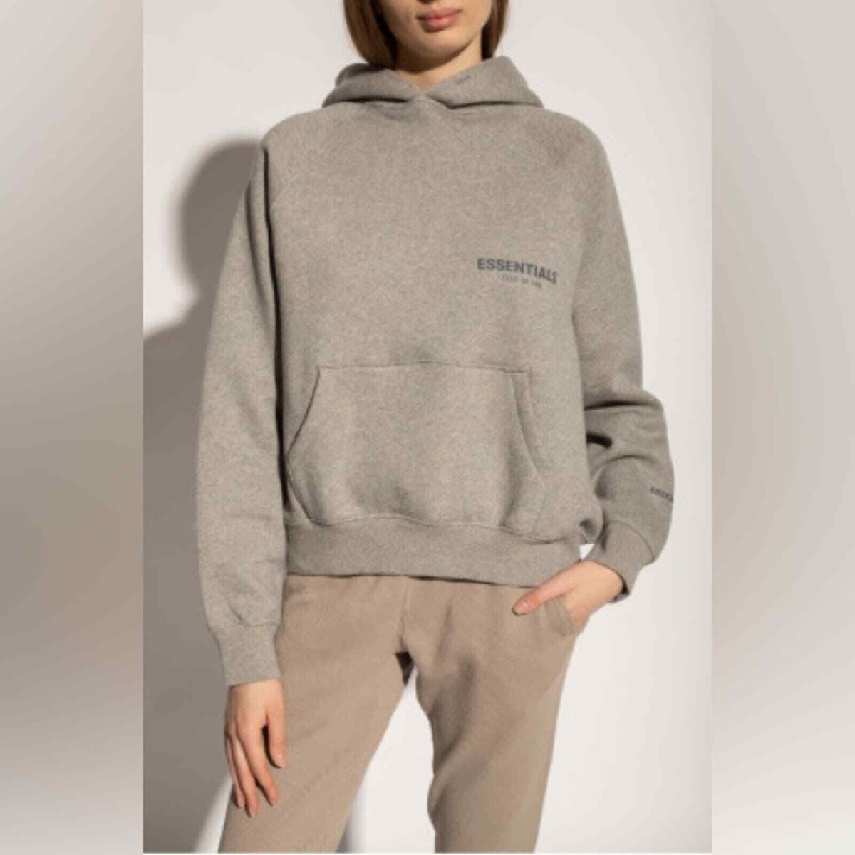 Fear of God Essentials Logo-Print Cotton-Blend Jersey Hoodie gray  