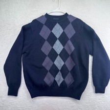 Dockers Sweater Mens Large Navy Blue Pullover Argyle Style Diamonds Knit