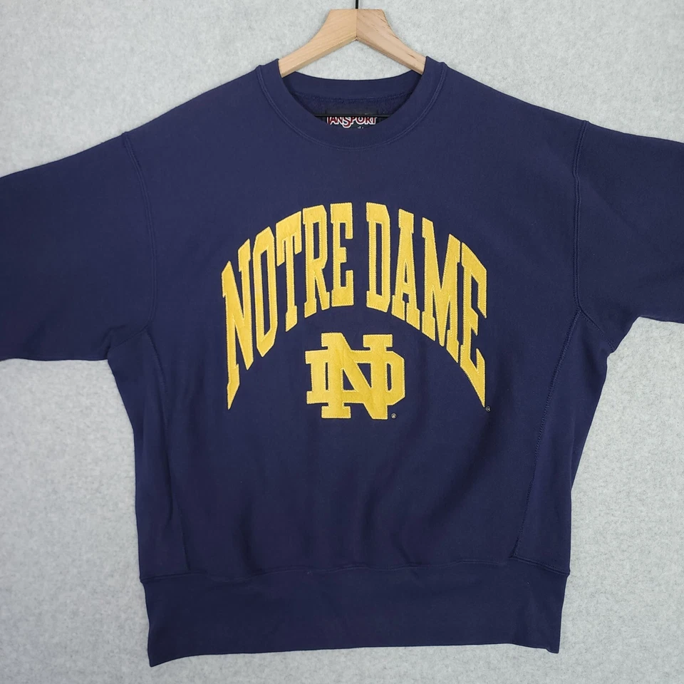 复古巴黎圣母院运动衫男式大号蓝色 90 年代圆领 Jansport 美国制造 — 第 2/4 张图片