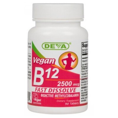Vegan Sublingual B-12 2500 mcg 90 Tabs By Deva Vegan Vitamins