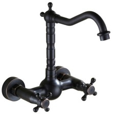 Swivel Spout Bathroom Faucet Brass Black Tap Sink Kitchen Mixer Wall Mounted US